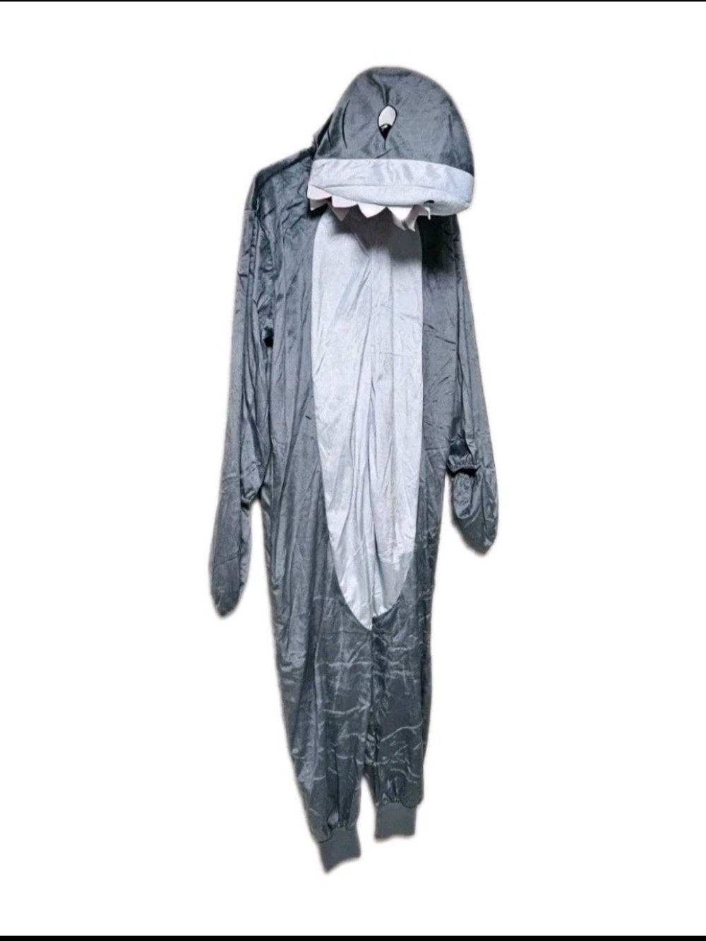 Shark Adult Unisex One Piece Costume Jumpsuit Gray Hooded Halloween Cosplay Jaws
